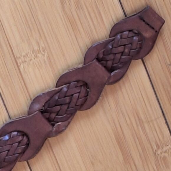 Vintage Classic Aimee Lynn Large Leather Belt Woven Braided Antique Brown 90's - Picture 9 of 16